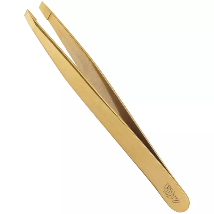 VITRY PINZA DE DEPILAR PROFESIONAL ACERO INOXIDABLE DORADO PUNTA CANGREJO 9CM