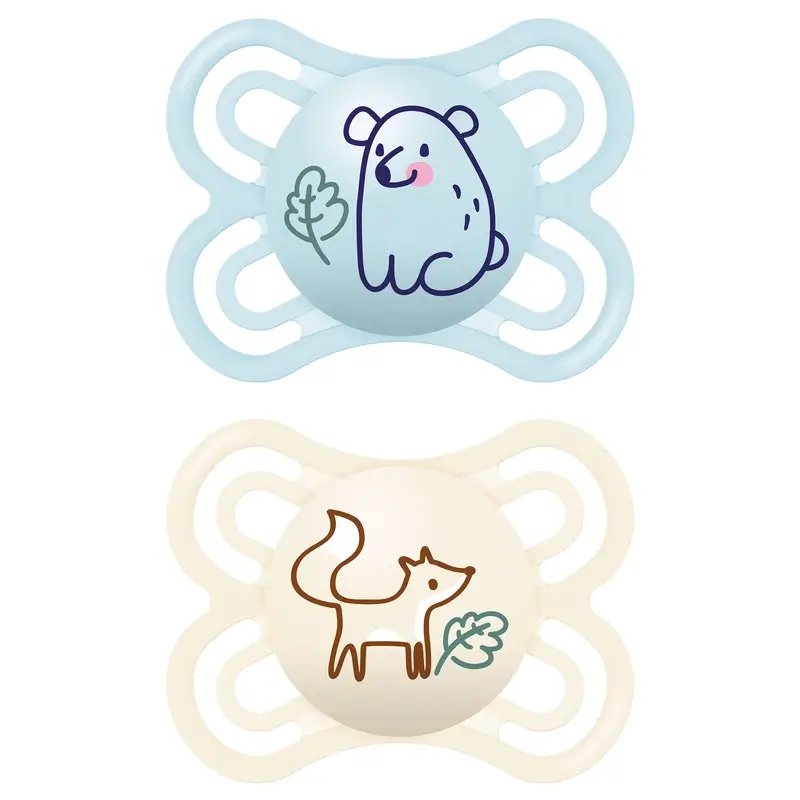 MAM CHUPETE PERFECT SILICONA 2-6M AZUL/BEIGE 2 UND.
