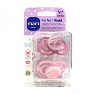 Mam chupete silicona perfect night 6 m rosa doble