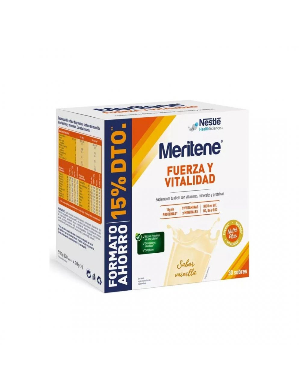 Meritene fuerza y vitalidad sabor vainilla 30 sobres