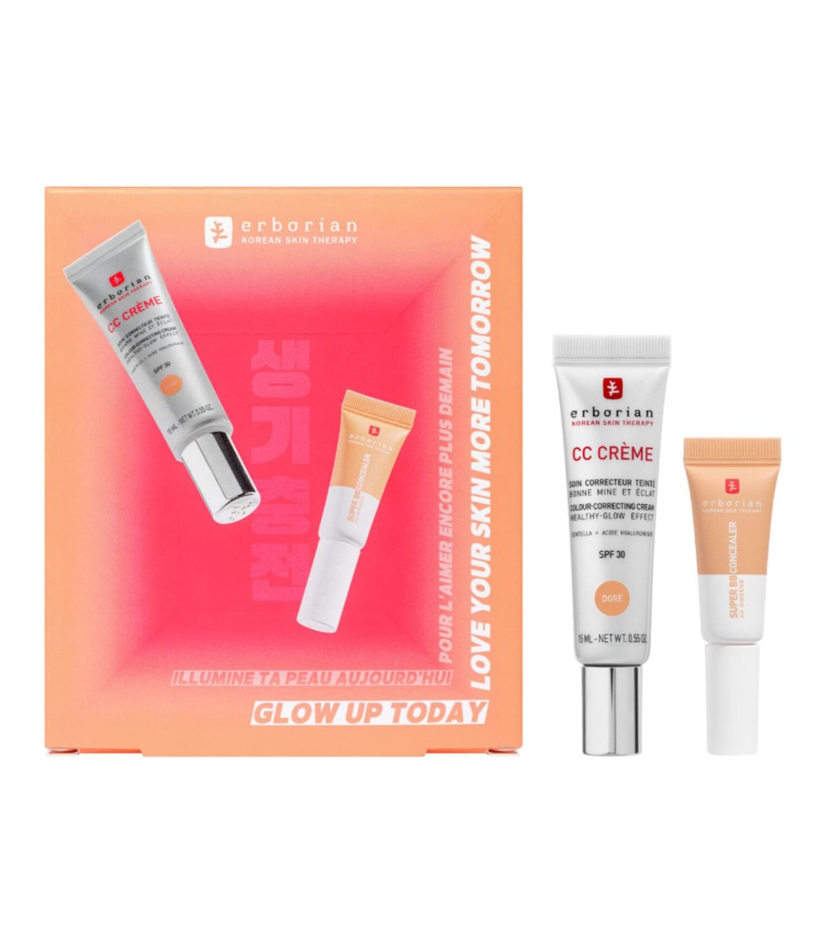 Erborian cofre cc creme dore 45ml super bb concealer dore 10ml