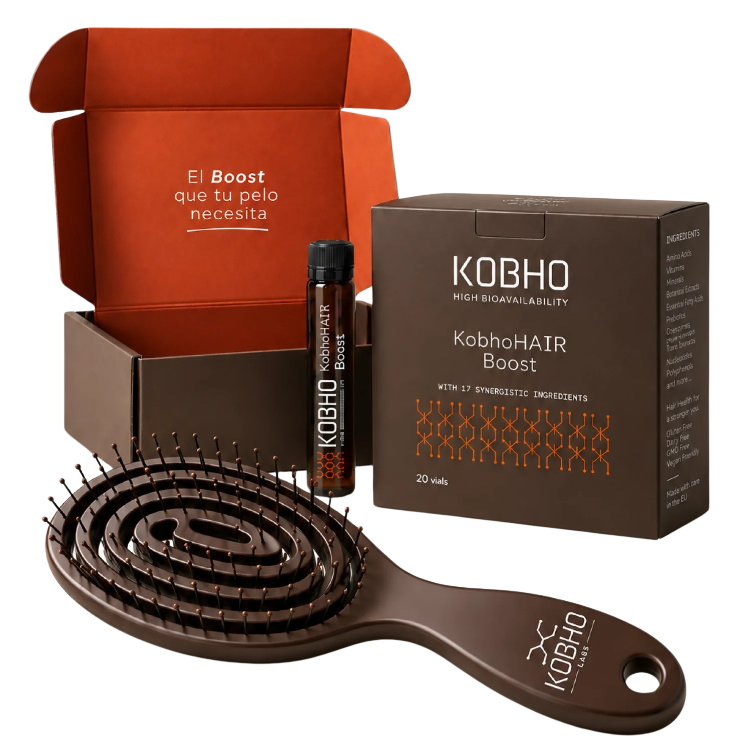 KOBHO LABS KOBHOHAIR BOOST PACK 20 VIALES + CEPILLO