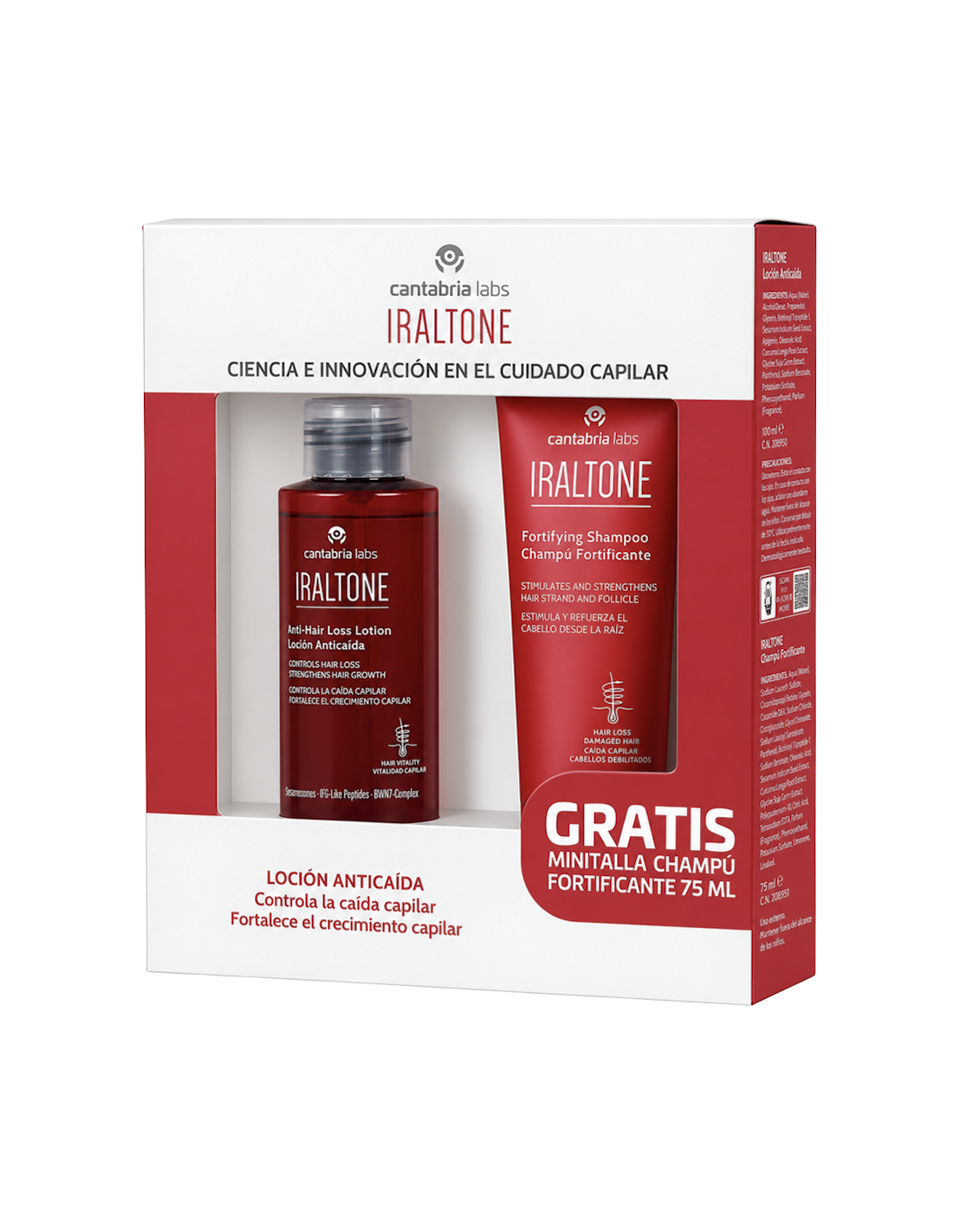 IRALTONE LOCIÓN ANTICAÍDA 100ML + MINI TALLA CHAMPÚ FORTIFICANTE DE REGALO