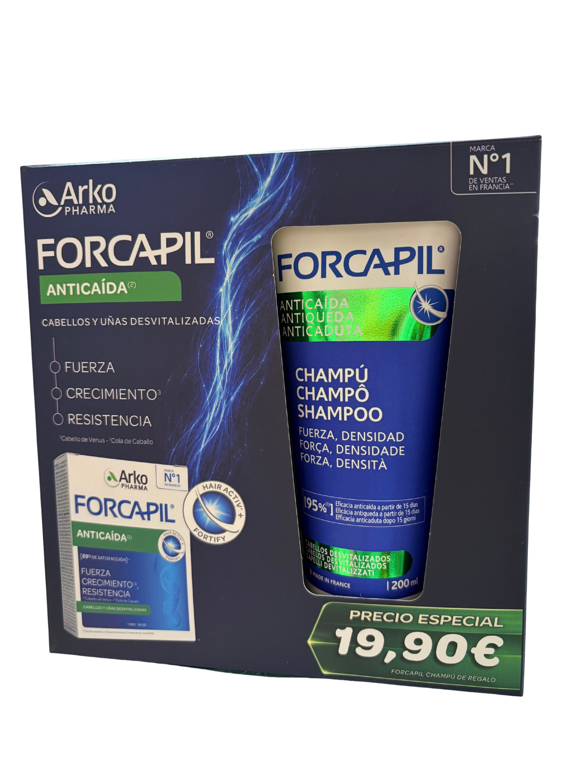 ARKOPHARMA FORCAPIL® ANTICAÍDA 30 COMPRIMIDOS + CHAMPÚ 200ML DE REGALO